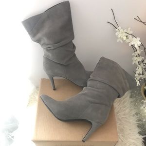 Size 8 Grey Suede Audrey Brooke Heeled Booties